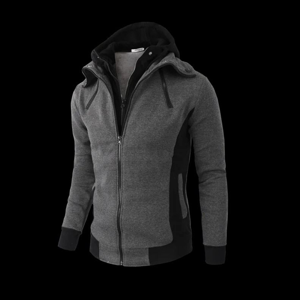 Mens Zip Up Fleece Bomber Jacket Hooded Casual Coat 5