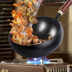 nonstick sauce pan with wooden handle and lid