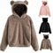 Womens Plush Rabbit Ear Hoodie With Long Sleeves 0