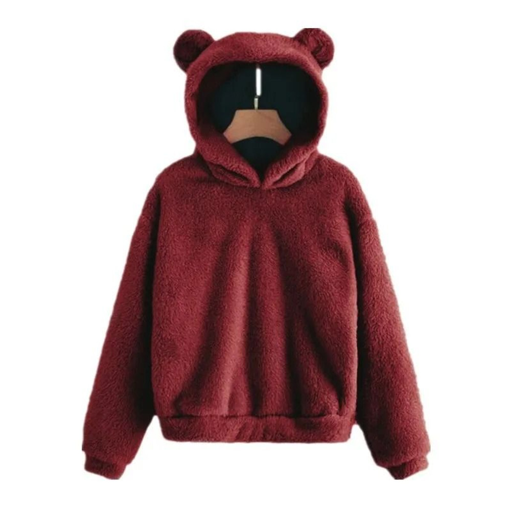Womens Plush Rabbit Ear Hoodie With Long Sleeves 5