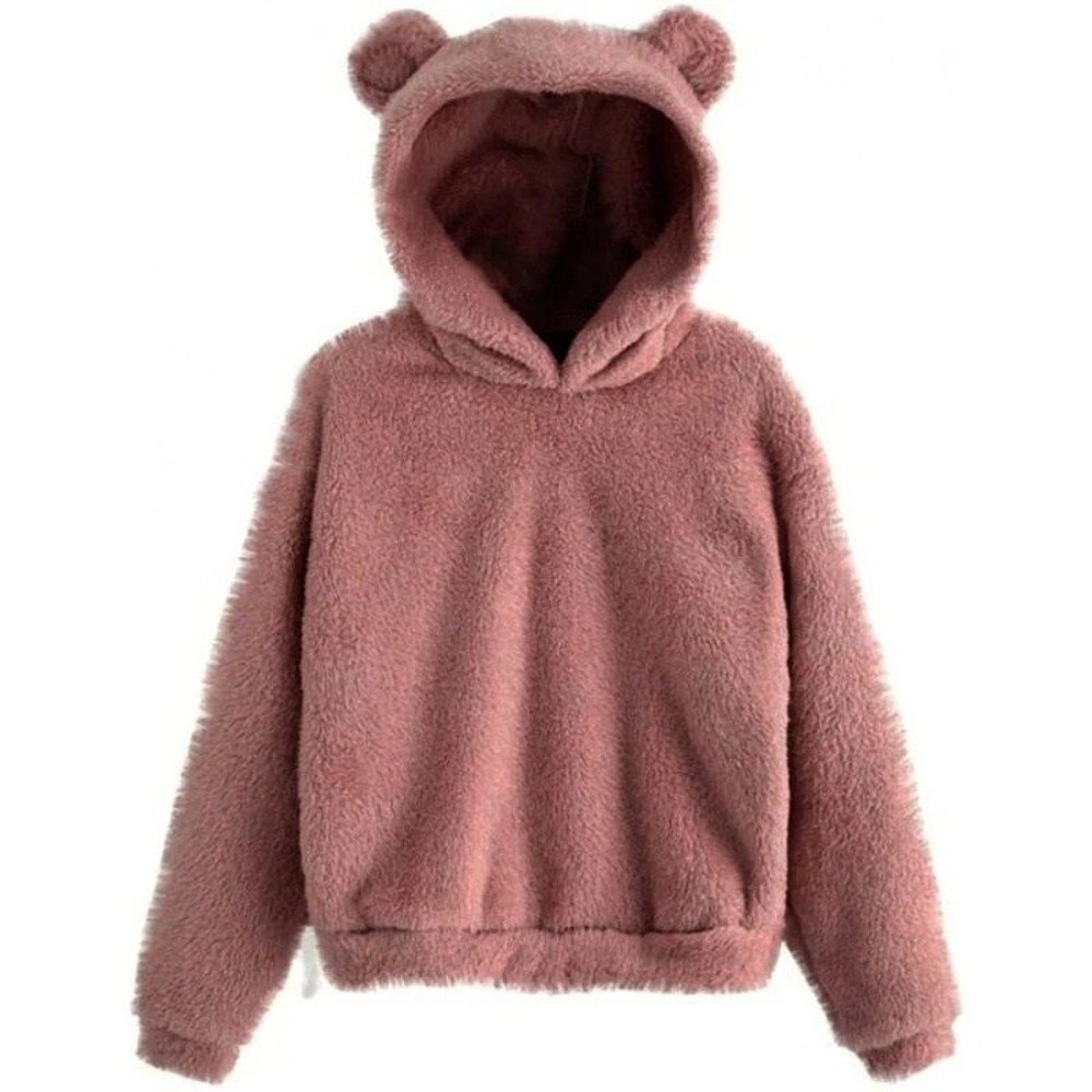 Womens Plush Rabbit Ear Hoodie With Long Sleeves 6