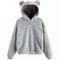 Womens Plush Rabbit Ear Hoodie With Long Sleeves 7