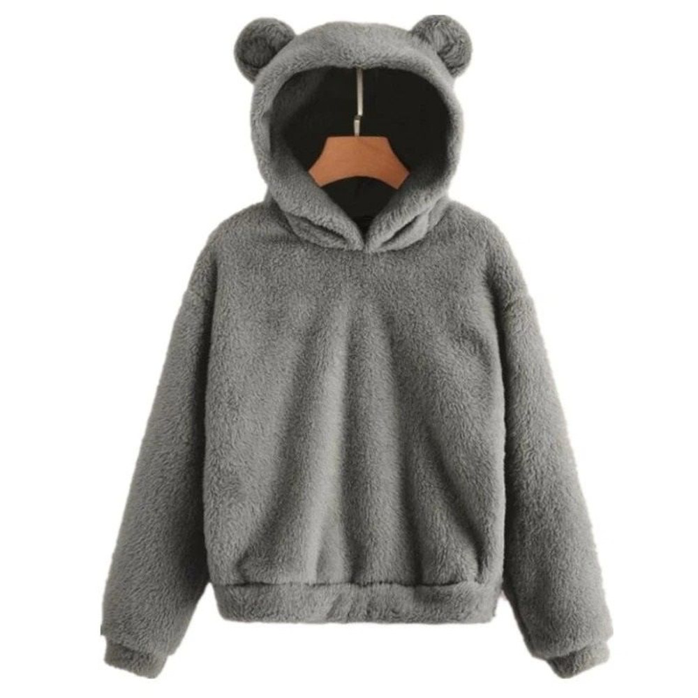 Womens Plush Rabbit Ear Hoodie With Long Sleeves 8