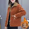 Plus Size Corduroy Short Coat With Long Sleeves 2