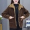 Plus Size Corduroy Short Coat With Long Sleeves 4