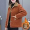 Plus Size Corduroy Short Coat With Long Sleeves 6