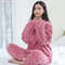 Womens Thickened Flannel Pajama Set With Long Sleeves 9
