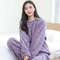 Womens Thickened Flannel Pajama Set With Long Sleeves 10