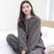 Womens Thickened Flannel Pajama Set With Long Sleeves 7