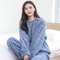 Womens Thickened Flannel Pajama Set With Long Sleeves 8