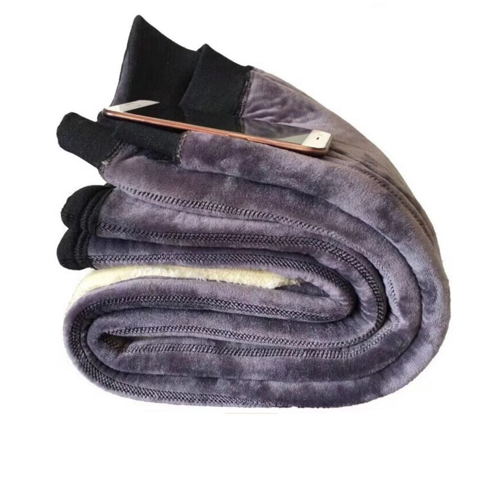 Unisex HighWaist Winter Pants With Thick Wool Sheepskin Lining 2