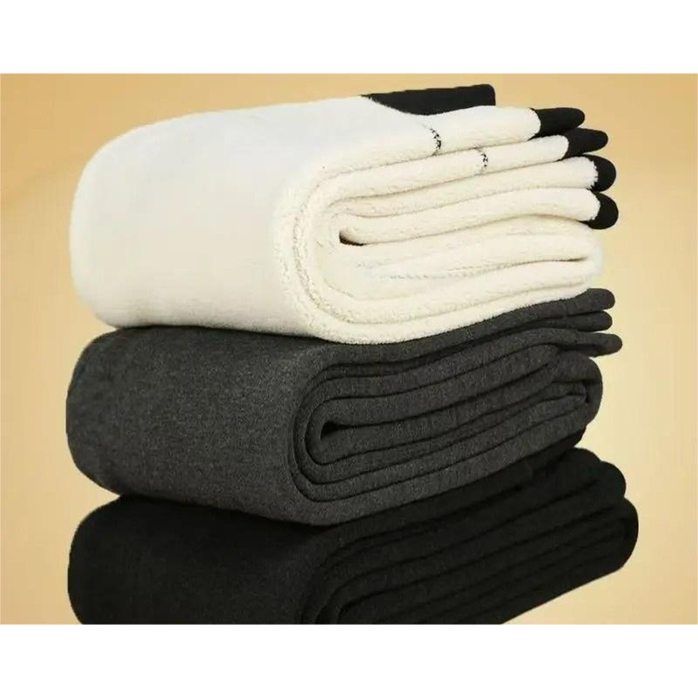 Unisex HighWaist Winter Pants With Thick Wool Sheepskin Lining 5