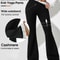 High Waisted Plush Bell Bottom Pants For Winter Warmth 1