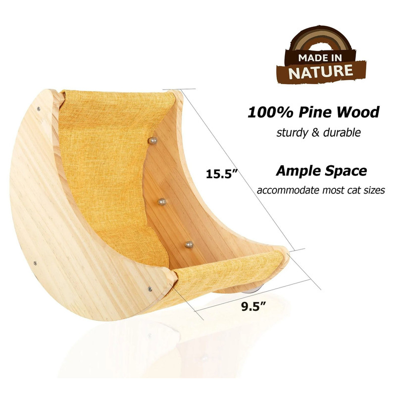 Wooden Cat Window Hammock With Strong Suction Cup Mount 4