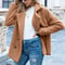 Womens Oversized Faux Fleece Coat With Lapel In Streetwear Style 9