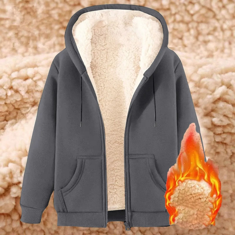 Womens Fleece Lined Zip Up Hoodie With Pockets 12