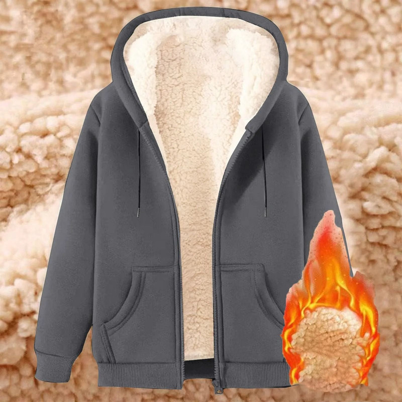 Womens Fleece Lined Zip Up Hoodie With Pockets 12