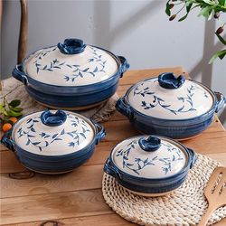 ceramic casserole pot with lid for soup and stews