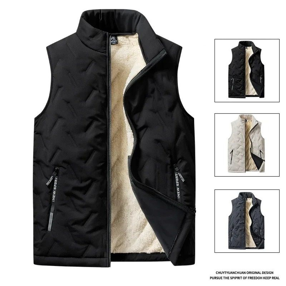 Mens Padded Cotton Vest With Stand Collar 0