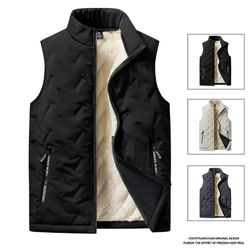 mens padded cotton vest with stand collar