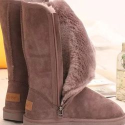 women knee high waterproof winter leather snow boots