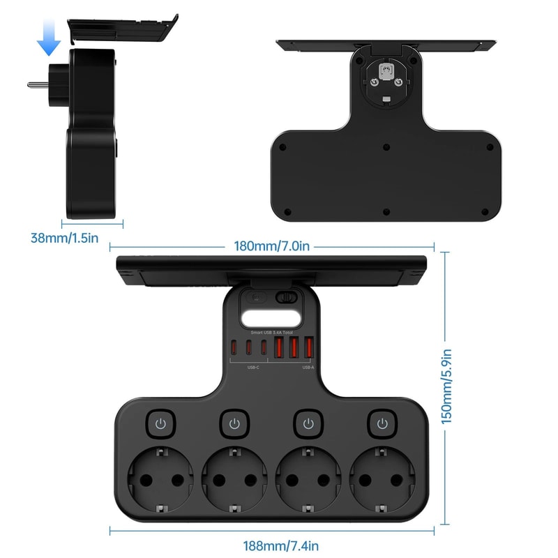 Multifunction Smart Socket With Night Light And Shelf 0