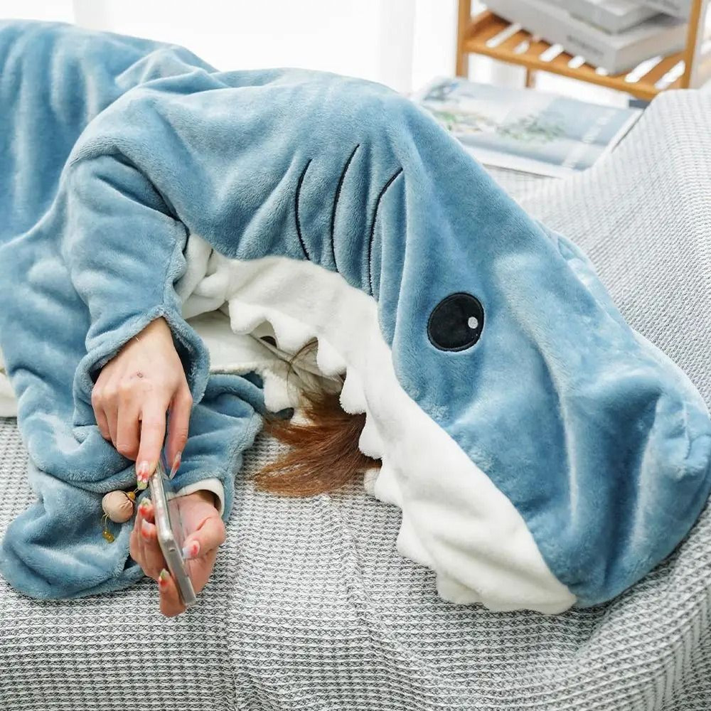 Wearable Shark Sleeping Bag Pajamas Blanket 3