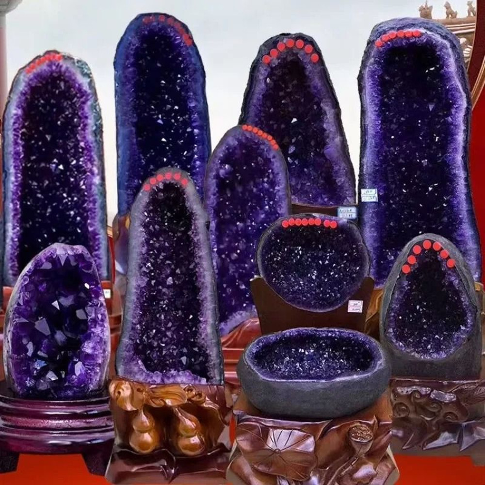 Natural Amethyst Geode Crystal Cave With Base 0