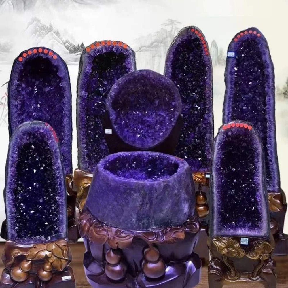 Natural Amethyst Geode Crystal Cave With Base 2