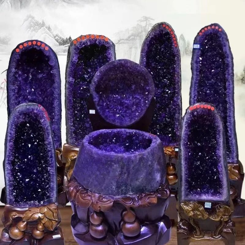 Natural Amethyst Geode Crystal Cave With Base 2