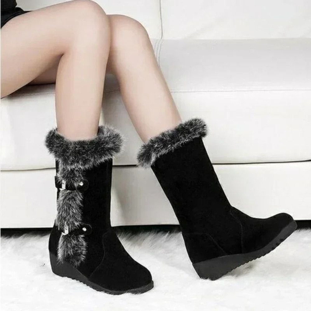 Womens Warm Wedge Winter Boots With Faux Fur 2