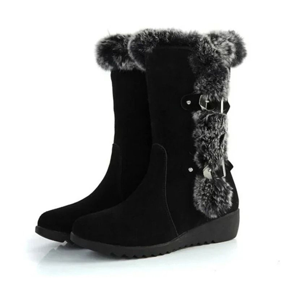Womens Warm Wedge Winter Boots With Faux Fur 6