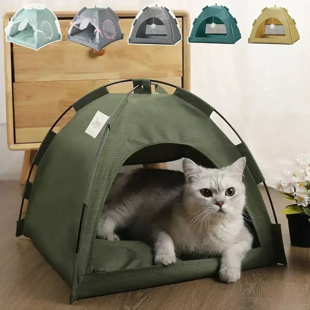 Canvas Pet Tent Bed Cozy Cat Cave For Cats And Small Dogs 0