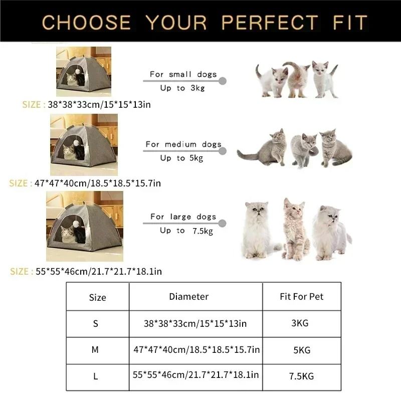 Canvas Pet Tent Bed Cozy Cat Cave For Cats And Small Dogs 5