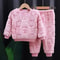 Flannel Kids Pajama Set Girls Boys Long Sleeve Top And Pants 5