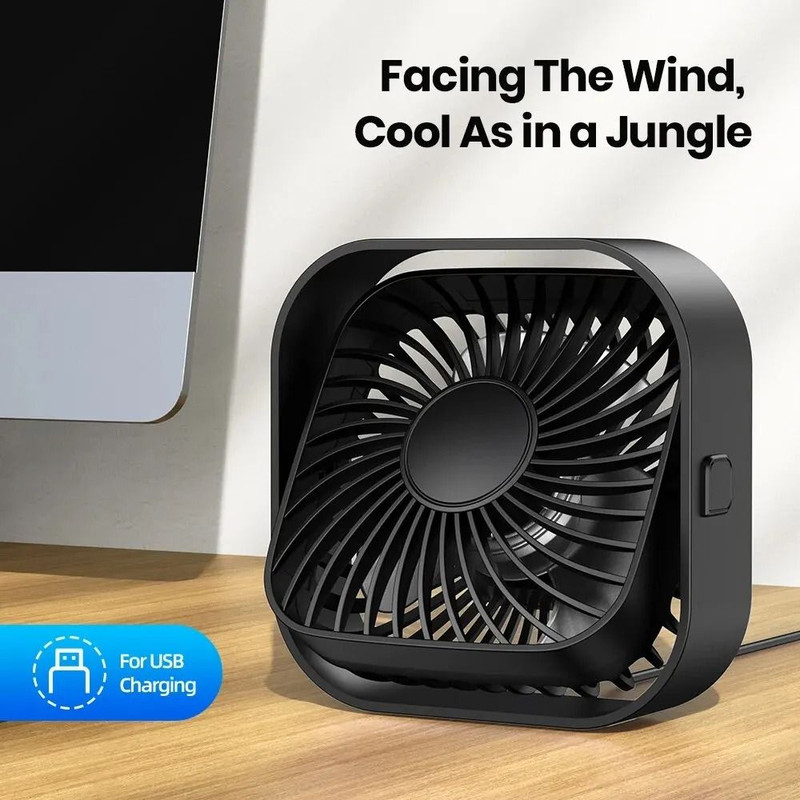 USB Portable Mini Fan Three Speed Rotatable Quiet Personal Desk Fan 3