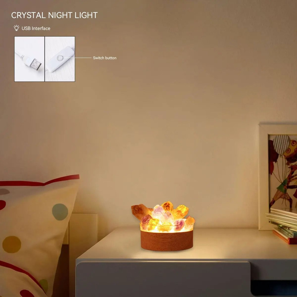 Natural Crystal Point Lamp With LED Light For Home Decor And Energy Display 0
