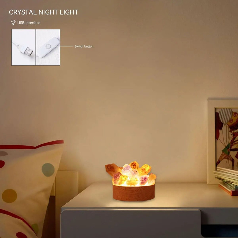 Natural Crystal Point Lamp With LED Light For Home Decor And Energy Display 0