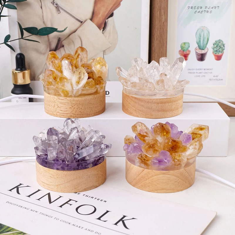 Natural Crystal Point Lamp With LED Light For Home Decor And Energy Display 4