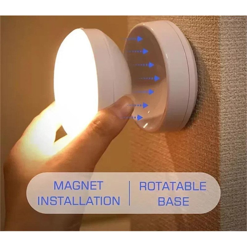 Rechargeable Motion Sensor Night Light With Magnetic Rotating Base 0
