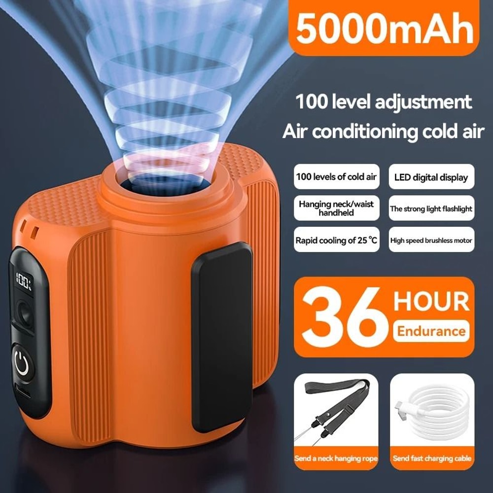 Portable USB Rechargeable Waist Clip Fan With 5000mAh Battery 5