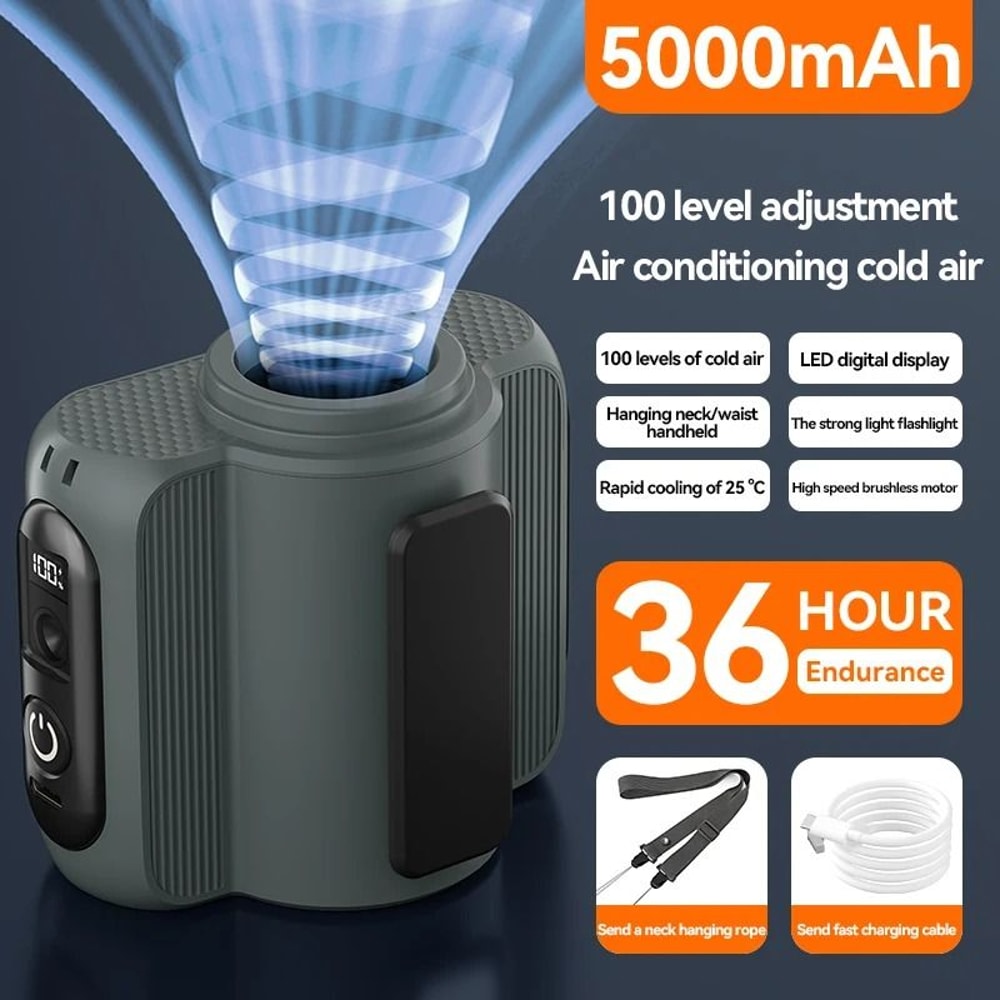 Portable USB Rechargeable Waist Clip Fan With 5000mAh Battery 6