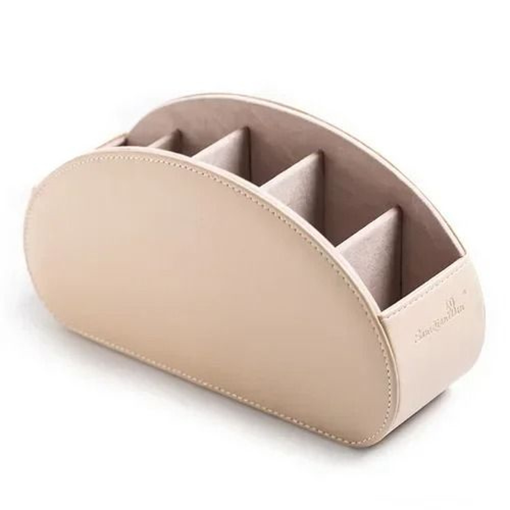 PU Leather 5 Grid Desk Organizer For Remotes Phones And Accessories 8