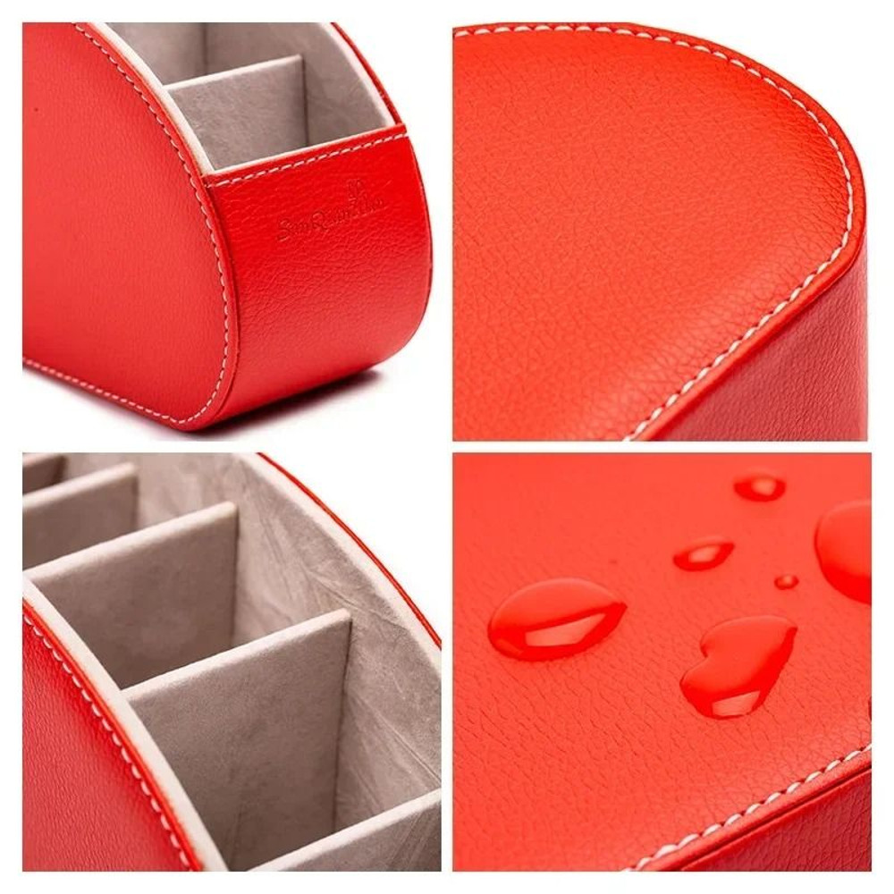 PU Leather 5 Grid Desk Organizer For Remotes Phones And Accessories 4