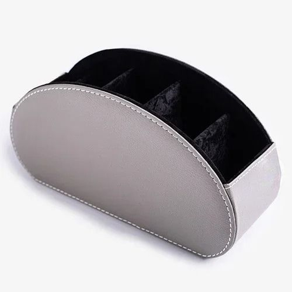 PU Leather 5 Grid Desk Organizer For Remotes Phones And Accessories 6