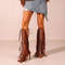 Cow Suede Tassel Lace Up Peep Toe High Heel Sandals 0