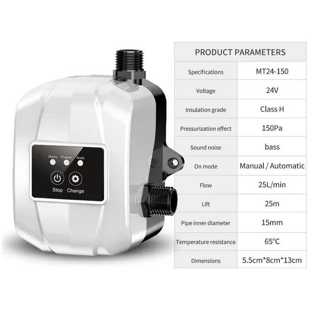 24V DC Silent Booster Water Pump With Auto Pressure Switch For Showers And Solar Heaters 2