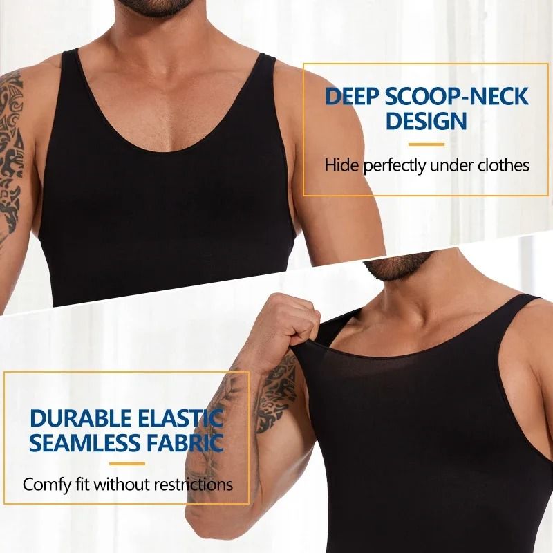 Men Compression Bodysuit Full Body Shaper Slimming Undershirt 1