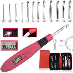 ergonomic crochet hook set with led light and digital row counter