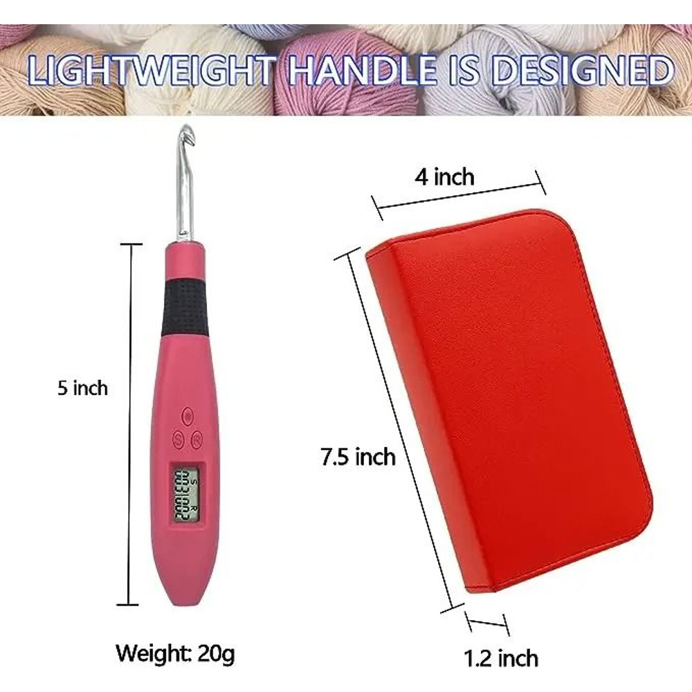 Ergonomic Crochet Hook Set With LED Light And Digital Row Counter 4